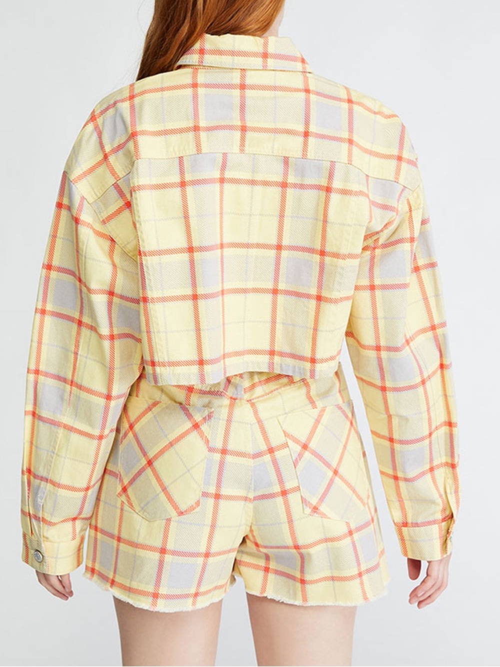 Revolve WeWoreWhat Yellow Garden Glade Plaid Cropped Jacket XS/S - Picture 4 of 10